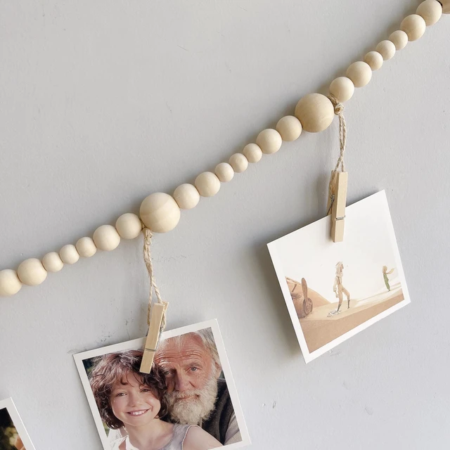 Alt view image 5 of 6 - Photo Hanging Display Wall Decor, Photo String With 30 Wooden Clips For Show Happy Moments, For Bedroom Living Room Home Study Baby Room Dormitory Teen Girls Gifts