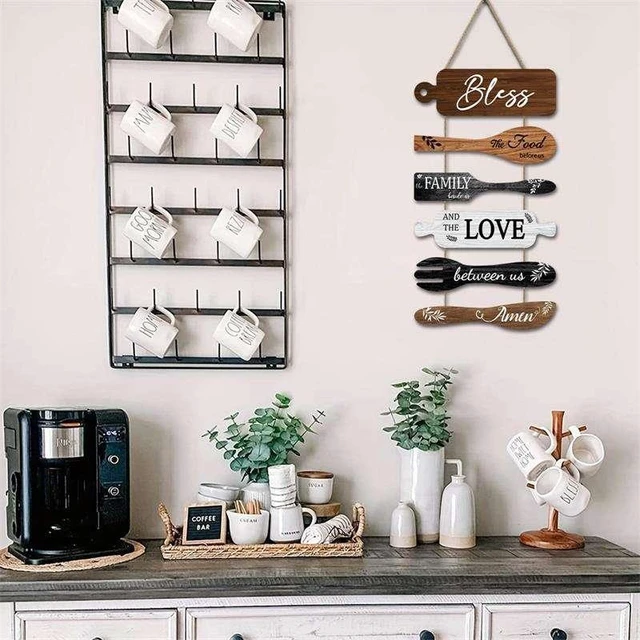 Alt view image 7 of 7 - Generic Brand Kitchen Wall Decor Bless the Food Cookware Shaped Hanging Signs Rustic Wooden Plaques Set for Farmhouse Kitchen Country Dining Room, 6Pcs Premium UV Printed Art