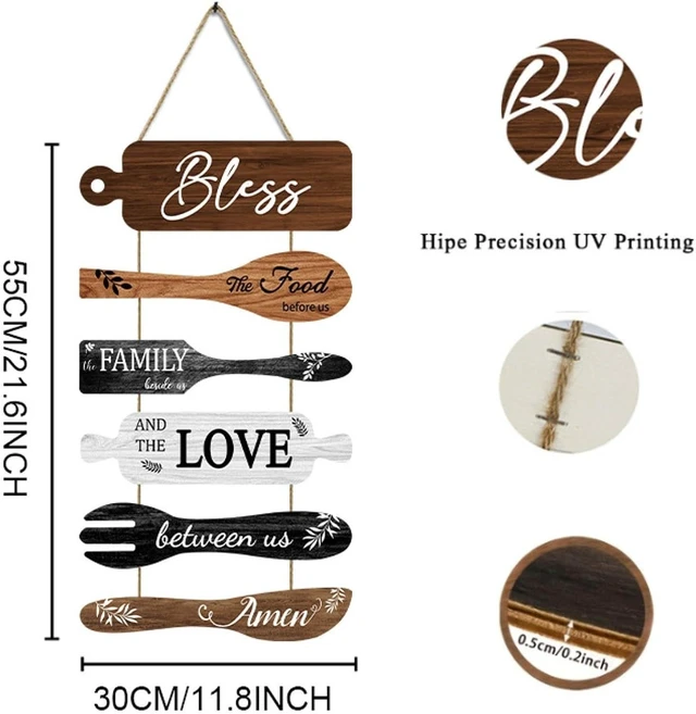 Alt view image 5 of 7 - Generic Brand Kitchen Wall Decor Bless the Food Cookware Shaped Hanging Signs Rustic Wooden Plaques Set for Farmhouse Kitchen Country Dining Room, 6Pcs Premium UV Printed Art