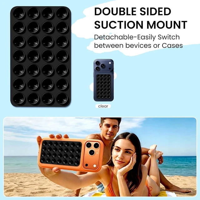 Alt view image 2 of 7 - 2PCS Silicone Suction Smartphone Mount - Protective Durable Electronic Suction Holder, Handheld Mobile Accessory with Non-Slip Sticky Grip, Strong Adhesive Cup for Selfies, Videos
