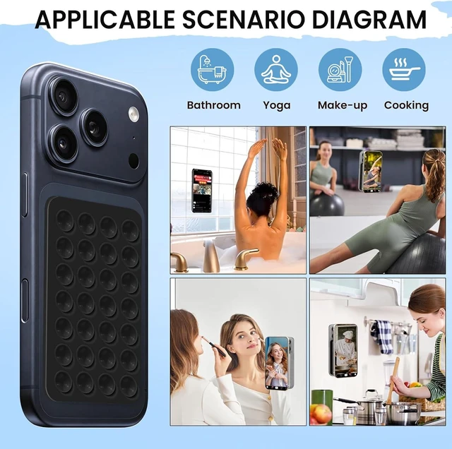 Alt view image 3 of 7 - Generic Brand Silicone Suction Smartphone Mount, Protective Durable Electronic Suction Holder with Strong Adhesive Cup, Non-Slip Sticky Grip Handheld Mobile Accessory for Selfies and Videos