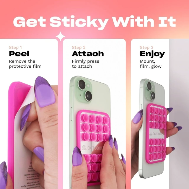 Alt view image 4 of 7 - Suction Cup Phone Mount for iPhone & Android with Built-in Mirror | Hands-Free Sticky Phone Grip for Selfie, Videos and Makeup, Silicone Portable Mount Stand for Content Creator Essentials