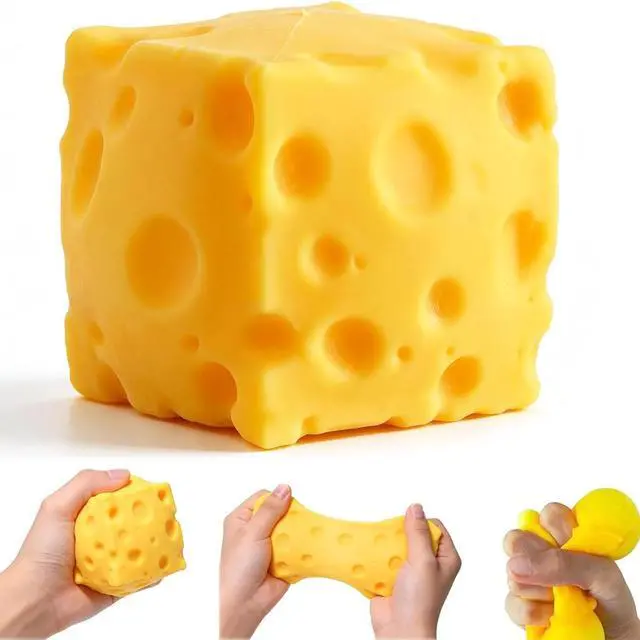 Alt view image 7 of 7 - Generic Brand Jumbo Cheese Squishy 4 Inch Large Stress Relief Fidget Toy Plush