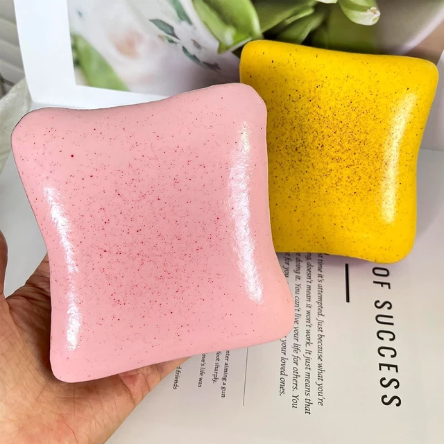 Alt view image 6 of 7 - Generic Brand Super Soft Realistic Toast Shaped Squeeze Foam Food Squeeze for Stress Relief Sensory Fidget Decompression Squishy for Adults (Pink,Yellow,White,Green)