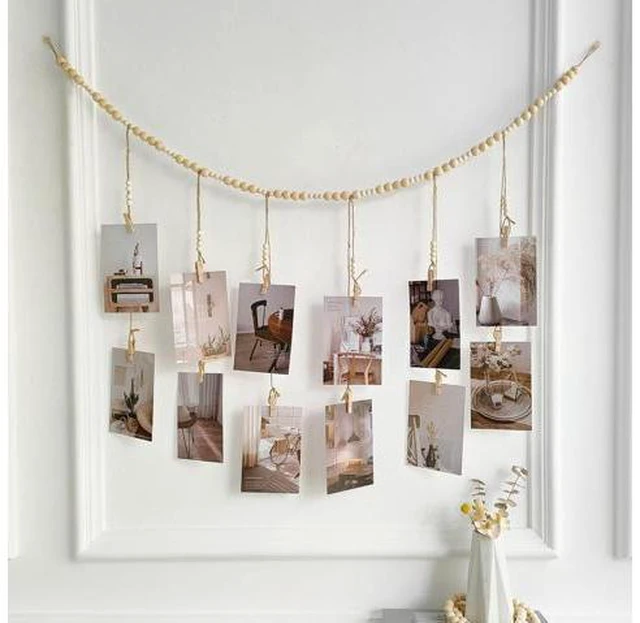 Alt view image 6 of 7 - Generic Brand Photo Hanging Display Wall Decor, Photo String with 12 Wooden Clips for Showcasing Happy Moments, Ideal for Bedroom, Living Room, Home Study, Baby Room, Dormitory, 44.3 Inch