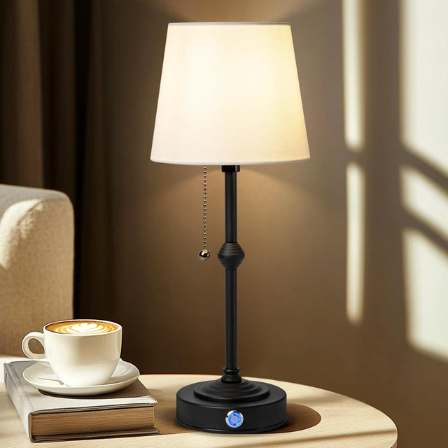 Alt view image 2 of 7 - Generic Brand Rechargeable Cordless Table Lamp with Fabric Shade - Dimmable and Portable, Ideal for Bedroom, Restaurant, Cafe, Camping, Living Room, and Office