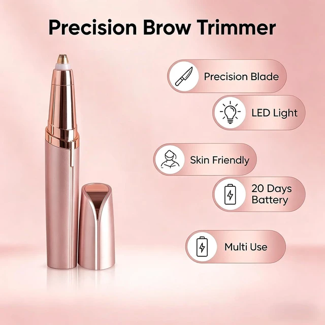 Alt view image 4 of 7 - New Women's Electric Eyebrow Trimmer Razor - Flawless Brow Shaper, Hair Removal Tool for Peach Fuzz, Facial Brow Kit (Bathroom Gadget)