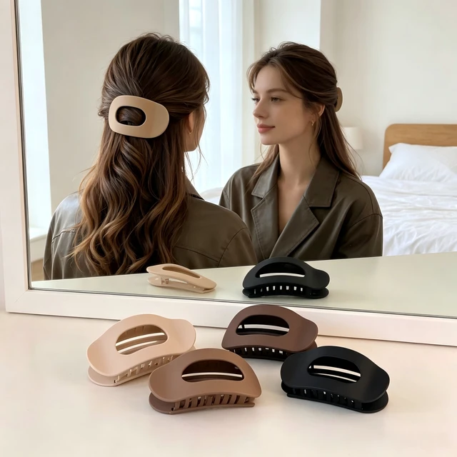Alt view image 7 of 7 - Generic Brand 4-Pack Duckbill Hair Clips for Women, Flat Claw Design, Solid Color, Casual Elegant Hair Accessories, Suitable for Thick or Thin Hair and All Hair Lengths