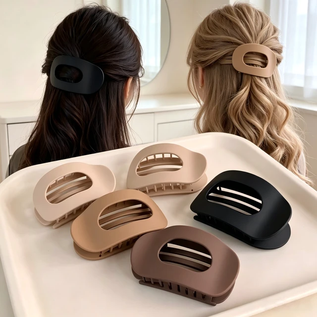 Alt view image 6 of 7 - Generic Brand 4-Pack Duckbill Hair Clips for Women, Flat Claw Design, Solid Color, Casual Elegant Hair Accessories, Suitable for Thick or Thin Hair and All Hair Lengths