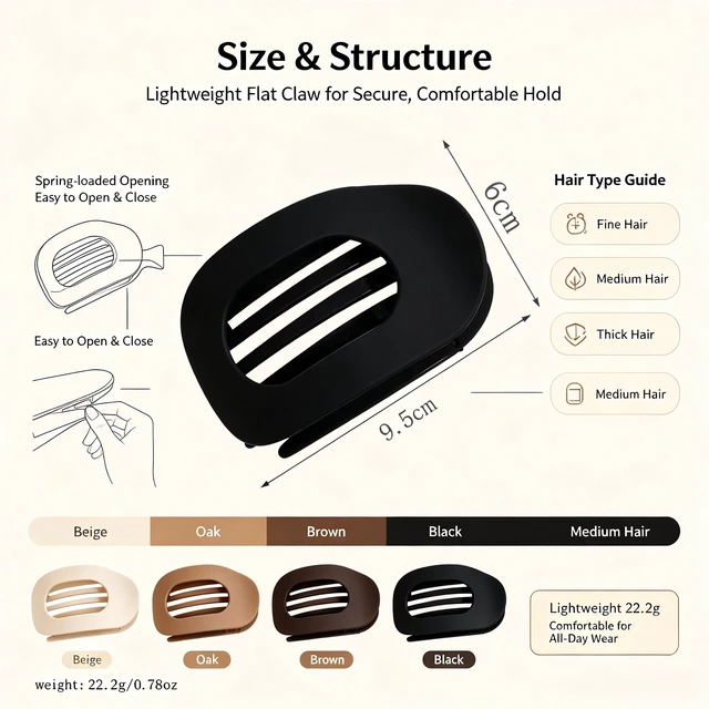 Alt view image 2 of 7 - Generic Brand 4-Pack Duckbill Hair Clips for Women, Flat Claw Design, Solid Color, Casual Elegant Hair Accessories, Suitable for Thick or Thin Hair and All Hair Lengths
