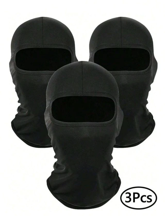 Main image of Generic Brand Black Balaclava Ski Mask Head Mask Full Face Mask Windproof Sun UV Protection Hood for Women Men 3pcs