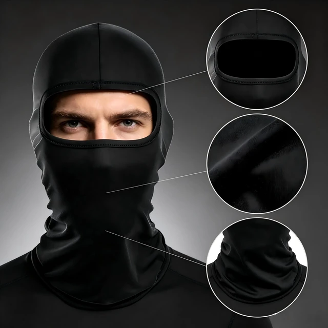 Alt view image 6 of 7 - Generic Brand Black Balaclava Ski Mask Head Mask Full Face Mask Windproof Sun UV Protection Hood for Women Men 3pcs