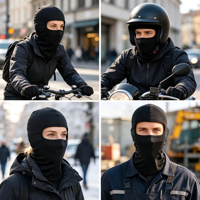 Alt view image 5 of 7 - Generic Brand Black Balaclava Ski Mask Head Mask Full Face Mask Windproof Sun UV Protection Hood for Women Men 3pcs