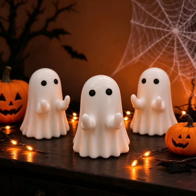 Alt view image 2 of 7 - Generic Brand 3PCS Halloween Ghost Figurine Ghost Decor Funny Ghost Statue Cute Ghost Figurine Ghost Statue Halloween Decoration for Gift Props Tabletop Home Decor New Year's Gifts