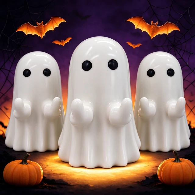 Alt view image 6 of 7 - Generic Brand 3PCS Halloween Ghost Figurine Ghost Decor Funny Ghost Statue Cute Ghost Figurine Ghost Statue Halloween Decoration for Gift Props Tabletop Home Decor New Year's Gifts