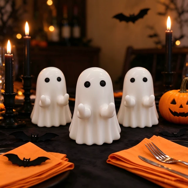 Alt view image 4 of 7 - Generic Brand 3PCS Halloween Ghost Figurine Ghost Decor Funny Ghost Statue Cute Ghost Figurine Ghost Statue Halloween Decoration for Gift Props Tabletop Home Decor New Year's Gifts