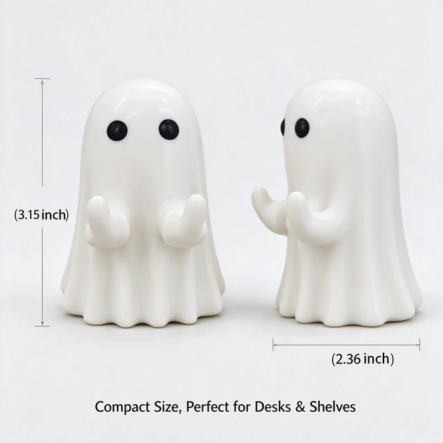 Alt view image 7 of 7 - Generic Brand 3PCS Halloween Ghost Figurine Ghost Decor Funny Ghost Statue Cute Ghost Figurine Ghost Statue Halloween Decoration for Gift Props Tabletop Home Decor New Year's Gifts