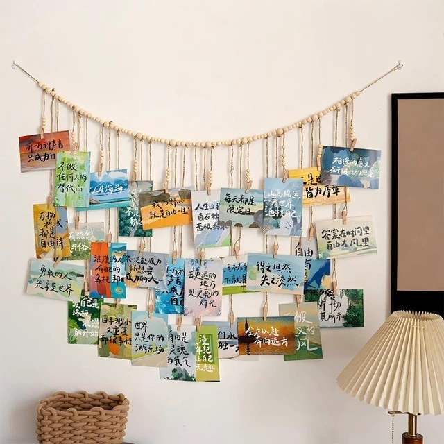 Main image of Photo Hanging Display Wall Decor, Photo String With 30 Wooden Clips For Show Happy Moments, For Bedroom Living Room Home Study Baby Room Dormitory Teen Girls Gifts