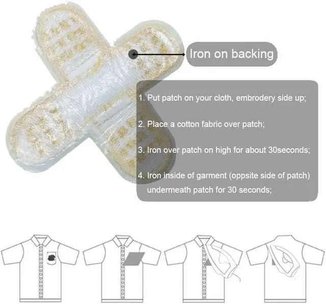 Alt view image 3 of 5 - U-Sky Sew or Iron on Embroidered Patches | Creative Cross-Shaped Band-Aid Design with Orange Center | Whimsical First Aid Theme | DIY Enthusiasts | Clothing Bags Accessories | 2.6"x2.6" 3PCs Pack