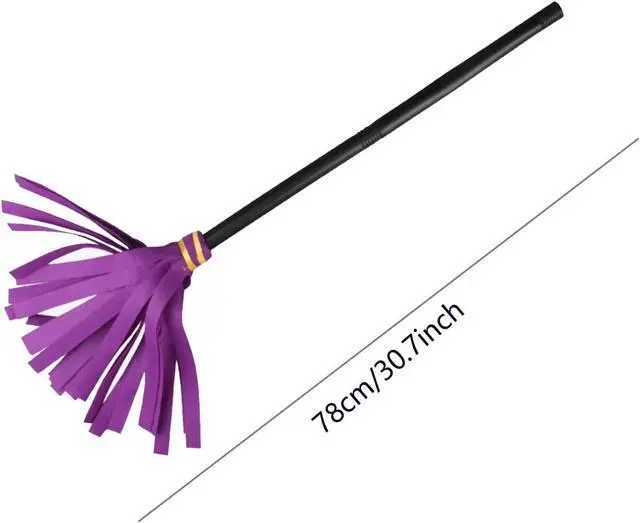 Alt view image 2 of 5 - Halloween Witch Broomstick - Purple Plastic Witches Broom Cosplay Prop