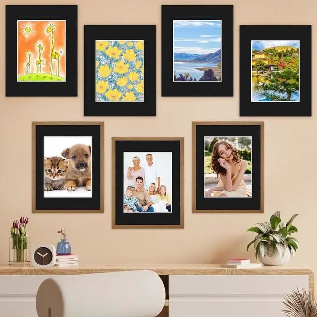 Alt view image 7 of 7 - Phinus 8 Pack Picture Mats for Frames, Acid Free 11x14 Matted to 8x10, Picture Frame Mats for Pictures, Watercolor, Artwork and Prints (Black)