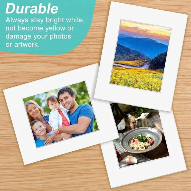 Alt view image 6 of 7 - Phinus 8 Pack Picture Mats for Frames, Acid Free 11x14 Matted to 8x10, Picture Frame Mats for Pictures, Watercolor, Artwork and Prints (White)