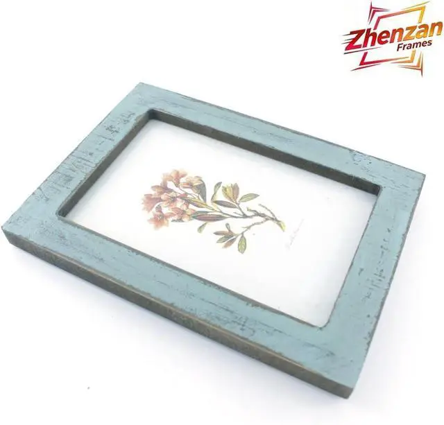 Alt view image 3 of 5 - 4x6 Inches Simple Rectangular Desktop Family Picture Photo Frame with Glass Front (Blue)