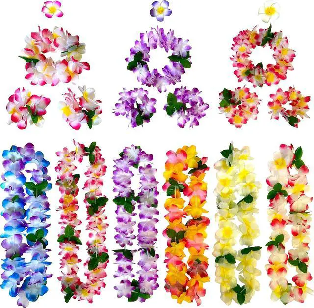 Main image of GoodUping 18 Counts Hawaiian Leis, Flower Hair Clip, Headbands and Wristbands, Perfect Luau Party Supplies for Summer Beach Vacations, Essential Party Decorations for Birthday, Graduation, and Wedding