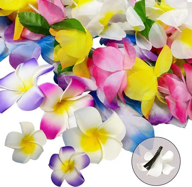 Alt view image 4 of 7 - GoodUping 18 Counts Hawaiian Leis, Flower Hair Clip, Headbands and Wristbands, Perfect Luau Party Supplies for Summer Beach Vacations, Essential Party Decorations for Birthday, Graduation, and Wedding