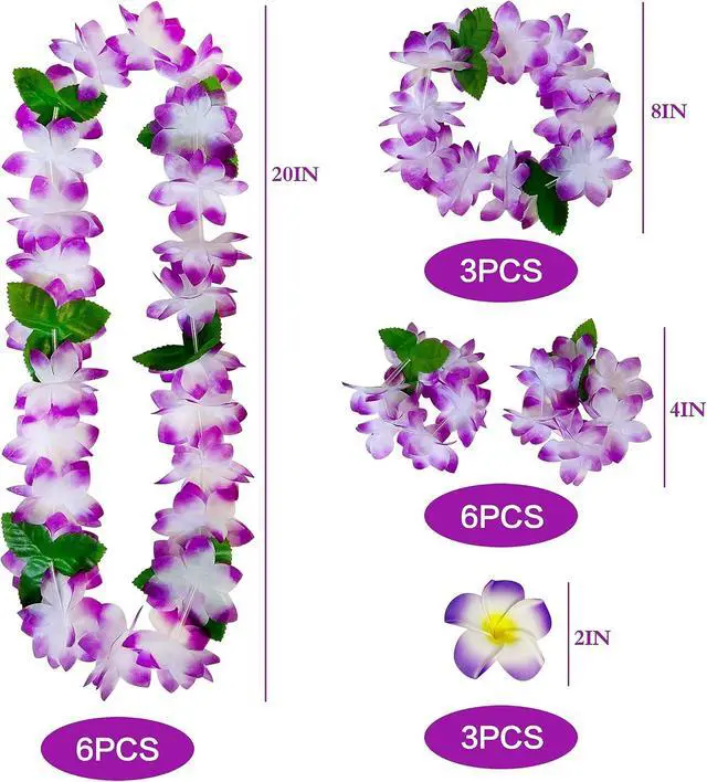 Alt view image 5 of 7 - GoodUping 18 Counts Hawaiian Leis, Flower Hair Clip, Headbands and Wristbands, Perfect Luau Party Supplies for Summer Beach Vacations, Essential Party Decorations for Birthday, Graduation, and Wedding