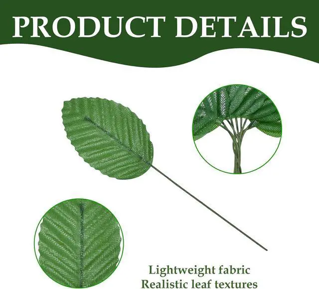 Alt view image 3 of 7 - 50Pcs Artificial Silk Leaf, Fabric Floral Fake Wire Crafts Leaves
