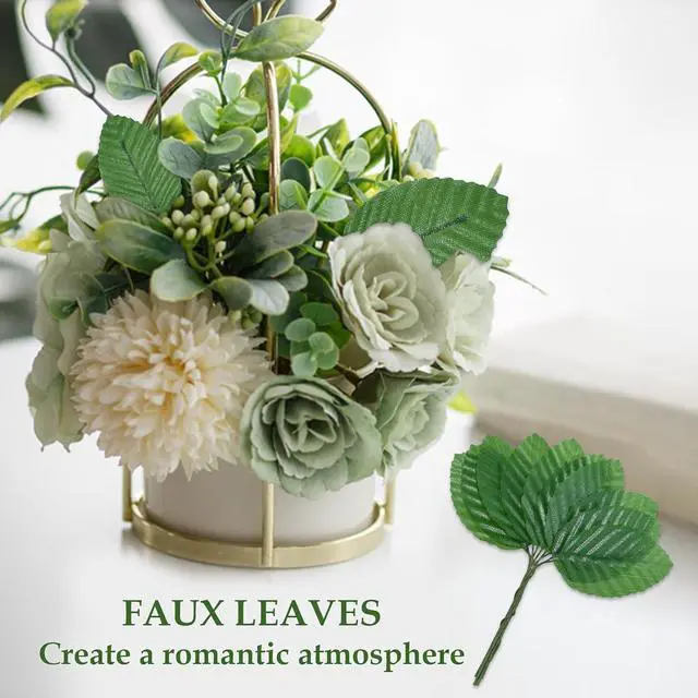 Alt view image 4 of 7 - 50Pcs Artificial Silk Leaf, Fabric Floral Fake Wire Crafts Leaves