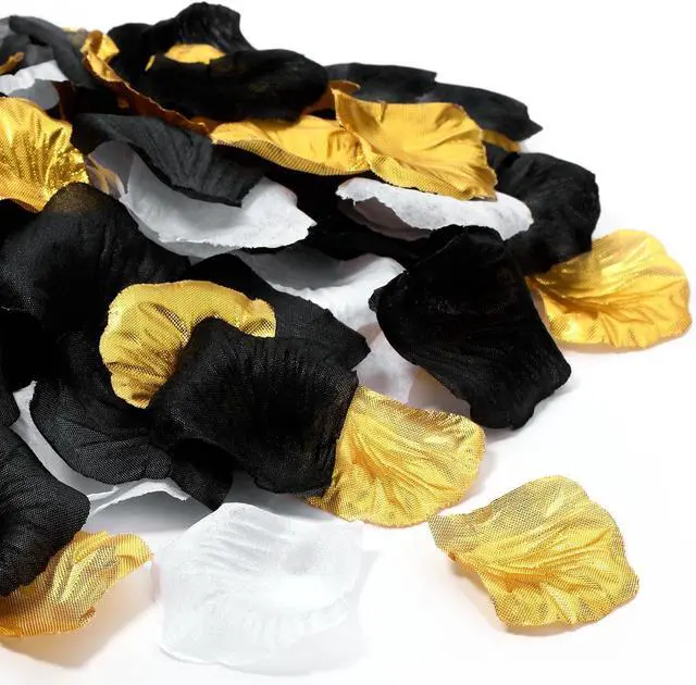 Main image of Syhood 1600 Pcs Gold, Black, White Artificial Rose Petals Wedding