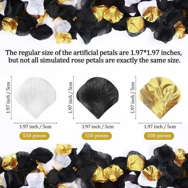 Alt view image 3 of 6 - Syhood 1600 Pcs Gold, Black, White Artificial Rose Petals Wedding