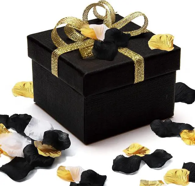 Alt view image 5 of 6 - Syhood 1600 Pcs Gold, Black, White Artificial Rose Petals Wedding