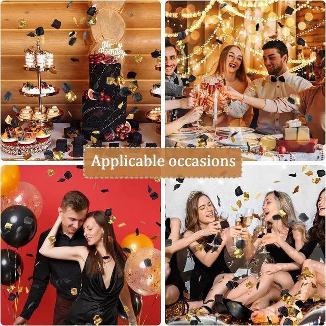 Alt view image 6 of 6 - Syhood 1600 Pcs Gold, Black, White Artificial Rose Petals Wedding