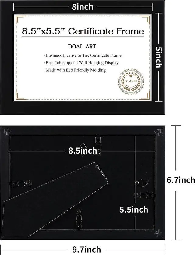 Alt view image 5 of 6 - DOAI ART 8.5 x 5.5 Business License Frame Black