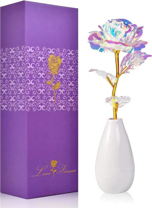 Main image of Birthday Gifts for Women Mom Grandma - Artificial Rose Flowers with Vase