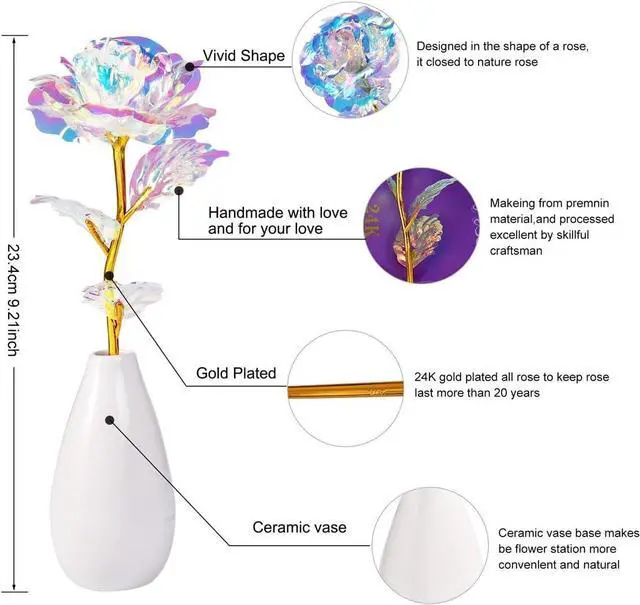 Alt view image 2 of 7 - Birthday Gifts for Women Mom Grandma - Artificial Rose Flowers with Vase
