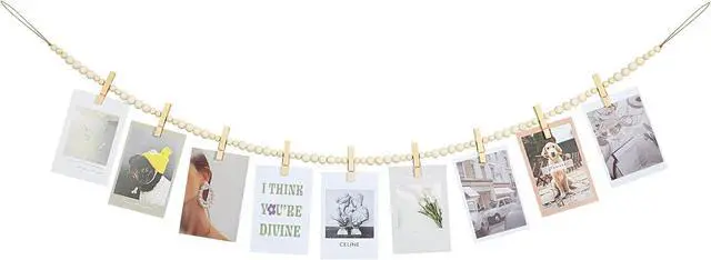 Main image of KLOGTSIND Hanging Photo Display, Boho Wood Bead Garland Wall Decor