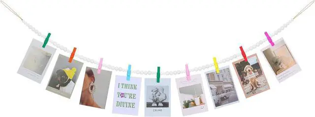 Main image of KLOGTSIND Hanging Photo Display, Boho Wood Bead Garland Wall Decor