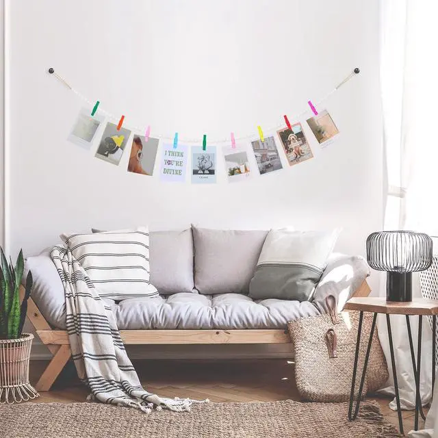 Alt view image 6 of 6 - KLOGTSIND Hanging Photo Display, Boho Wood Bead Garland Wall Decor