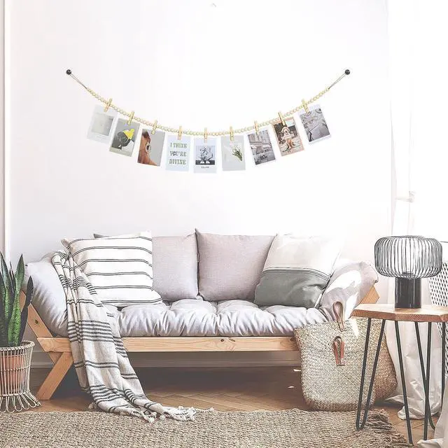Alt view image 6 of 7 - KLOGTSIND Hanging Photo Display, Boho Wood Bead Garland Wall Decor