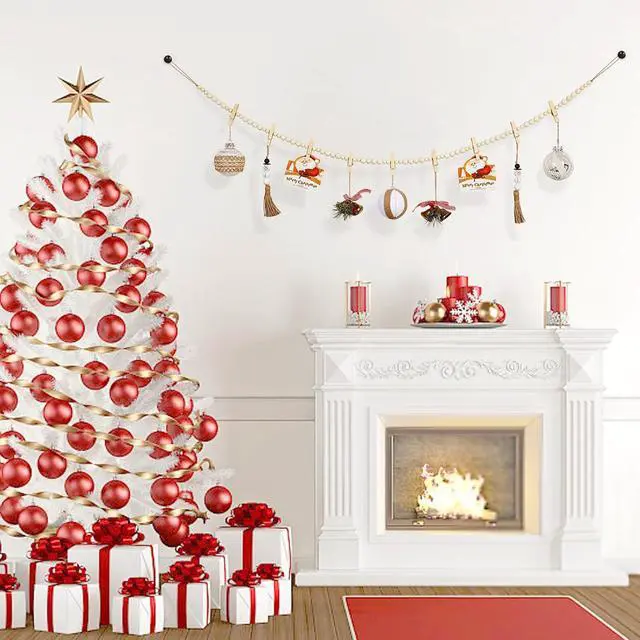 Alt view image 7 of 7 - KLOGTSIND Hanging Photo Display, Boho Wood Bead Garland Wall Decor