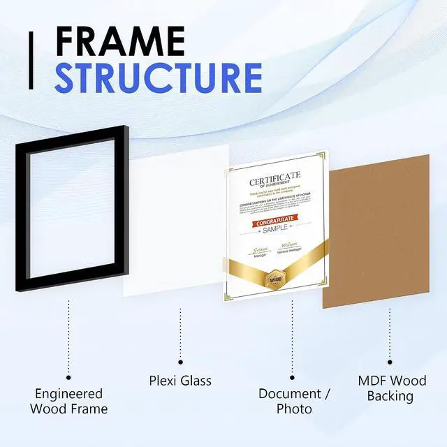 Alt view image 3 of 7 - FIXSMITH 11x14 Diploma Frame, 2 Pack Black Picture Frames with Clear Plexiglass, Certificate Frames for Wall Display, 11x14 Document Frame, High School Diploma Frame