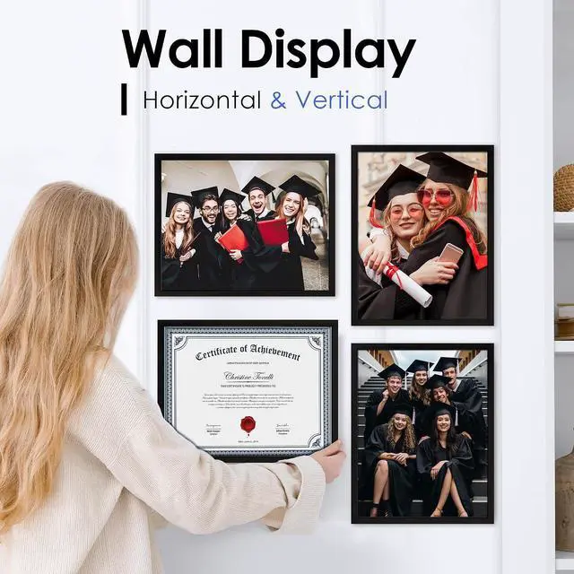 Alt view image 5 of 7 - FIXSMITH 11x14 Diploma Frame, 2 Pack Black Picture Frames with Clear Plexiglass, Certificate Frames for Wall Display, 11x14 Document Frame, High School Diploma Frame