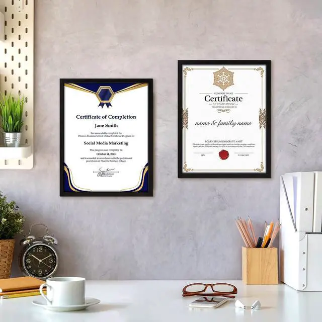 Alt view image 7 of 7 - FIXSMITH 11x14 Diploma Frame, 2 Pack Black Picture Frames with Clear Plexiglass, Certificate Frames for Wall Display, 11x14 Document Frame, High School Diploma Frame