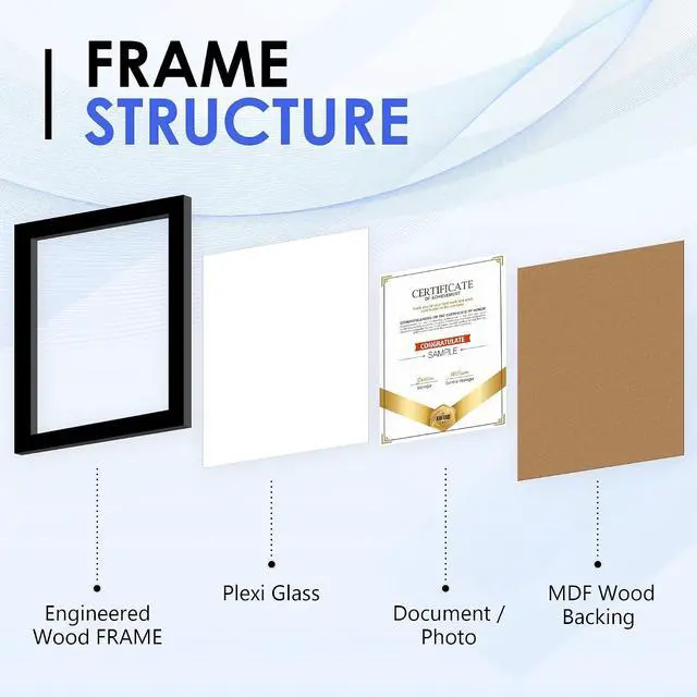 Alt view image 3 of 7 - FIXSMITH 8.5x11 Diploma Frame, Black Picture Frames with Clear Plexiglass, 2 Pack Certificate Frames for Wall Display, 8.5x11 Document Frame, High School Diploma Frame