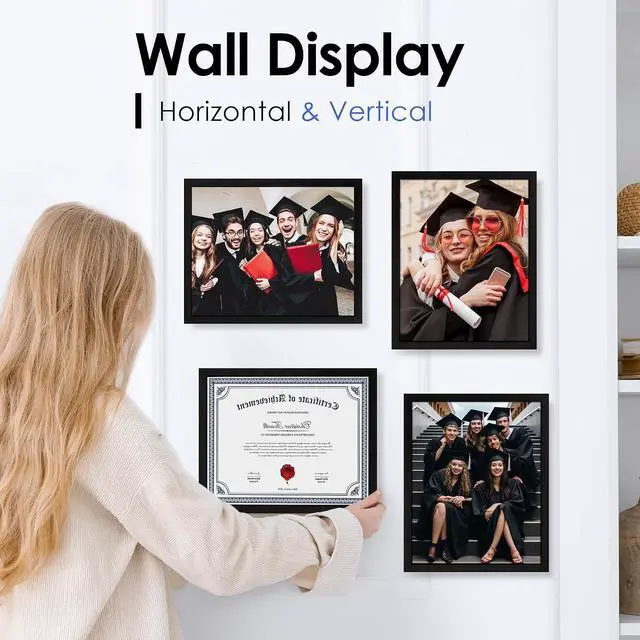 Alt view image 5 of 7 - FIXSMITH 8.5x11 Diploma Frame, Black Picture Frames with Clear Plexiglass, 2 Pack Certificate Frames for Wall Display, 8.5x11 Document Frame, High School Diploma Frame