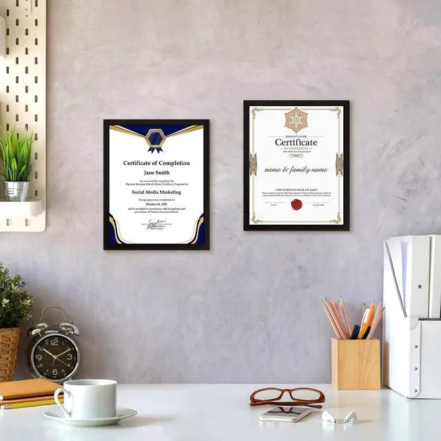 Alt view image 6 of 7 - FIXSMITH 8.5x11 Diploma Frame, Black Picture Frames with Clear Plexiglass, 2 Pack Certificate Frames for Wall Display, 8.5x11 Document Frame, High School Diploma Frame
